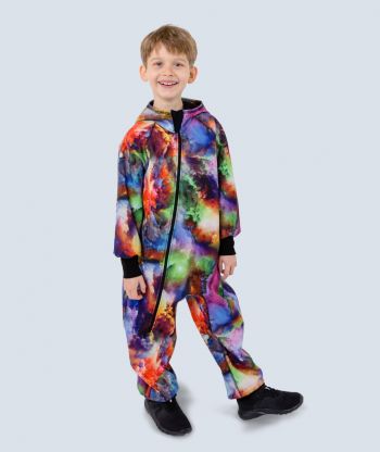 Waterproof Softshell Overall Comfy Rainbow Clouds Jumpsuit