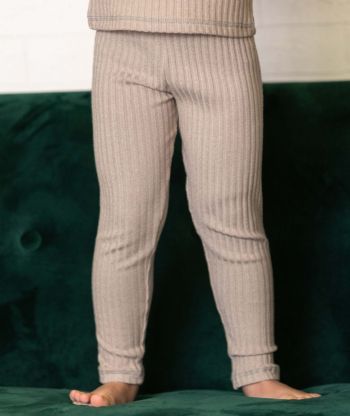 Ribbed-Knit Pants Beige