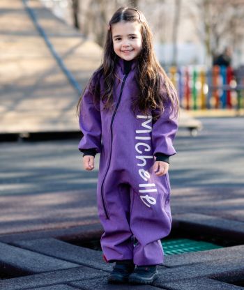 Waterproof Softshell Overall Comfy Purple Melange Jumpsuit